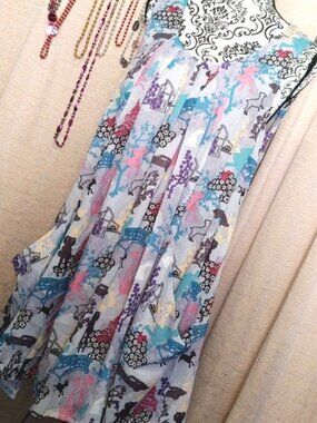 Sweet Sinammon Mix Print Trapeze Dress Lg